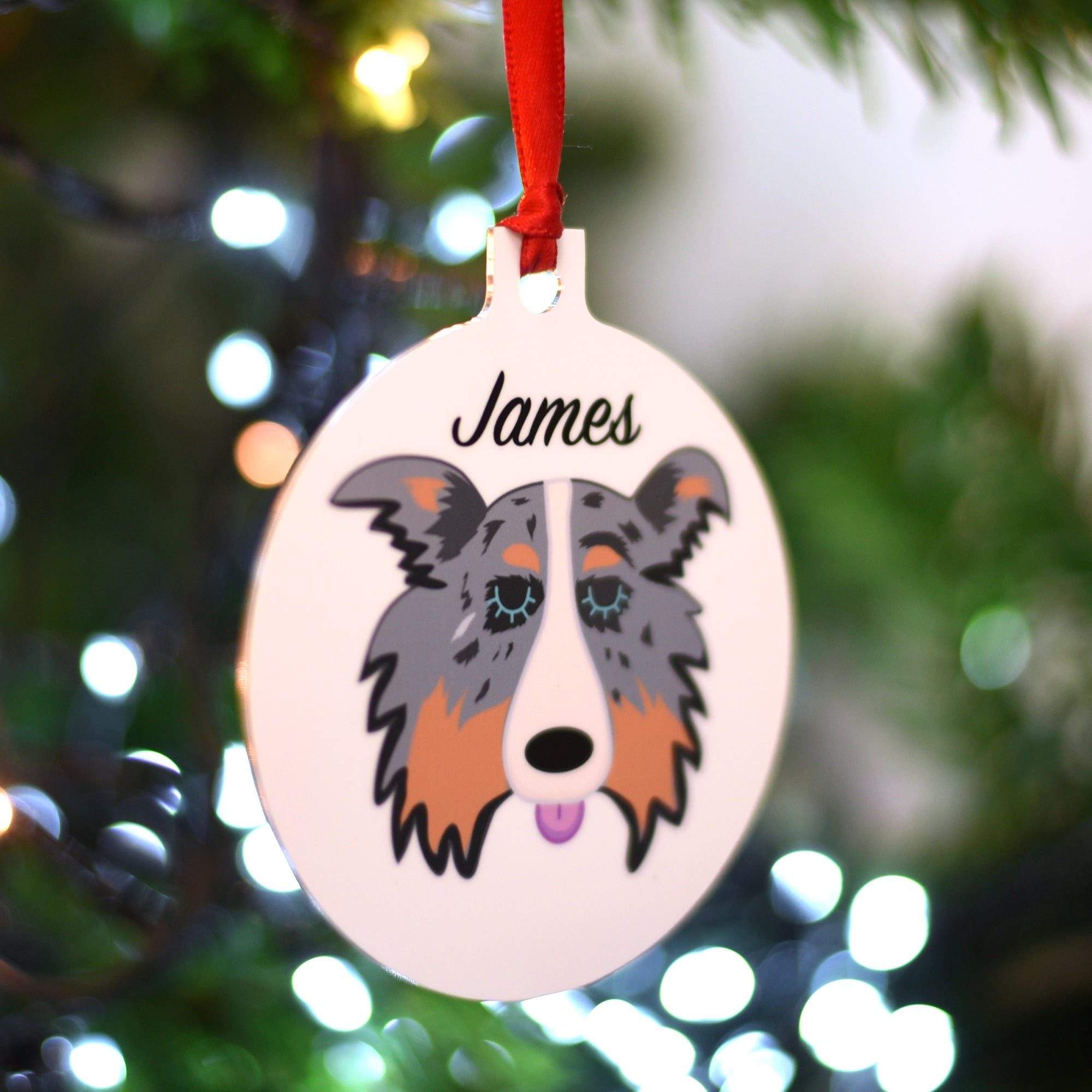 Border Collie Personalised Dog Christmas Decoration