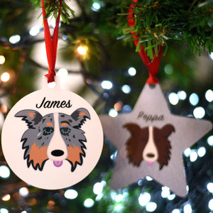 Border Collie Personalised Dog Christmas Decoration