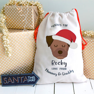 Border Terrier Personalised Christmas Present Sack  - Hoobynoo - Personalised Pet Tags and Gifts