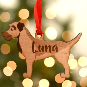 Border Terrier Personalised Wooden Christmas Decoration