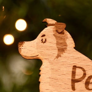 Border Collie Personalised Wooden Christmas Decoration