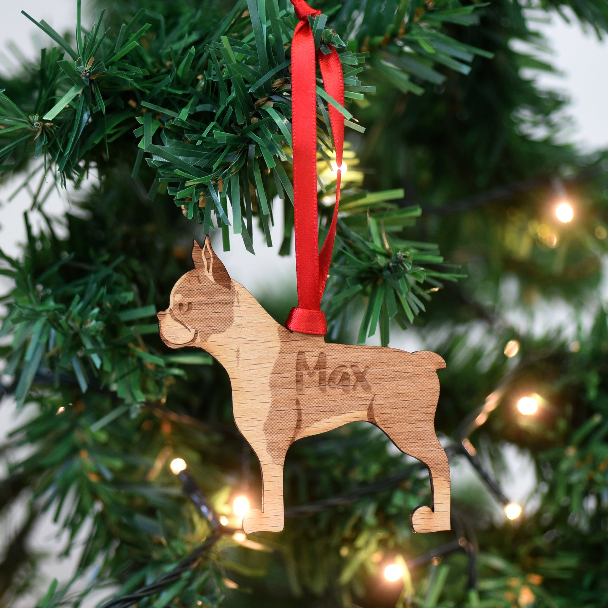 Dog Christmas Decoration - Boston Terrier - Solid Wood