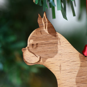 Dog Christmas Decoration - Boston Terrier - Solid Wood