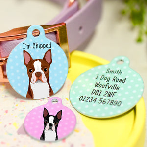 Boston Terrier Realistic Personalised Dog ID Tag