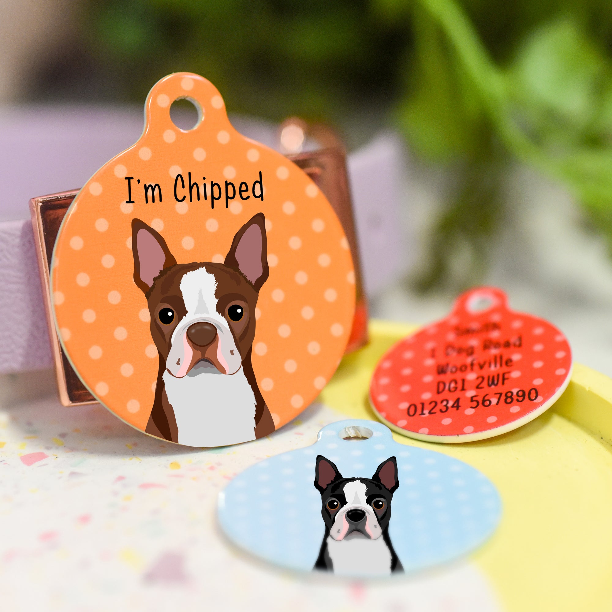 Boston Terrier Realistic Personalised Dog ID Tag
