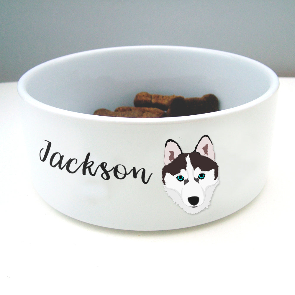 Siberian Husky Personalised Ceramic Dog Bowl  - Hoobynoo - Personalised Pet Tags and Gifts