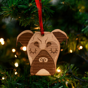Boxer Solid Wood Dog Christmas Decoration