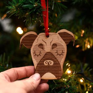 Boxer Solid Wood Dog Christmas Decoration
