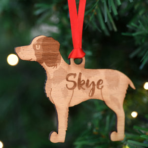 Dog Christmas Decoration - Brittany - Solid Wood