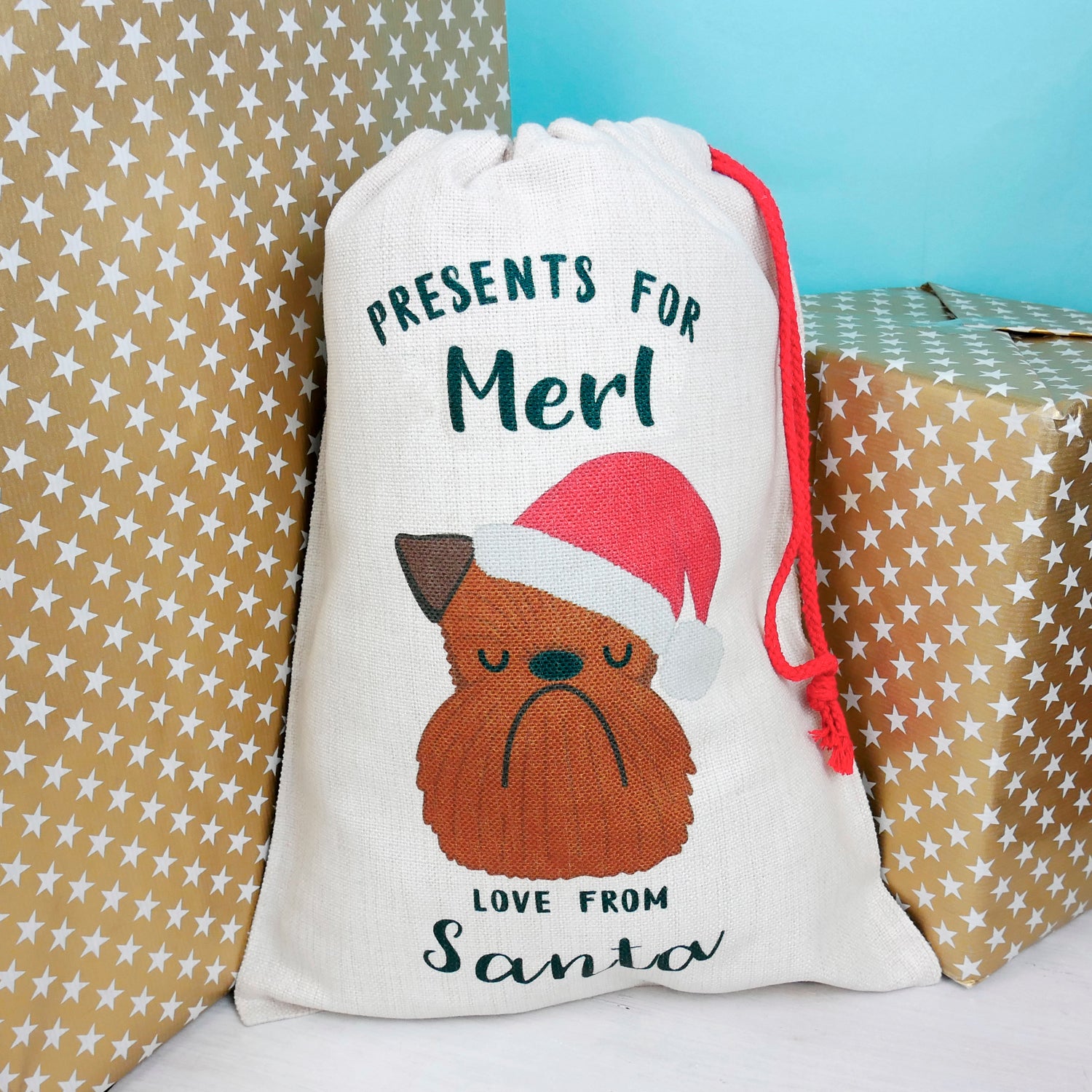 Brussels Griffon Christmas Sack  - Hoobynoo - Personalised Pet Tags and Gifts