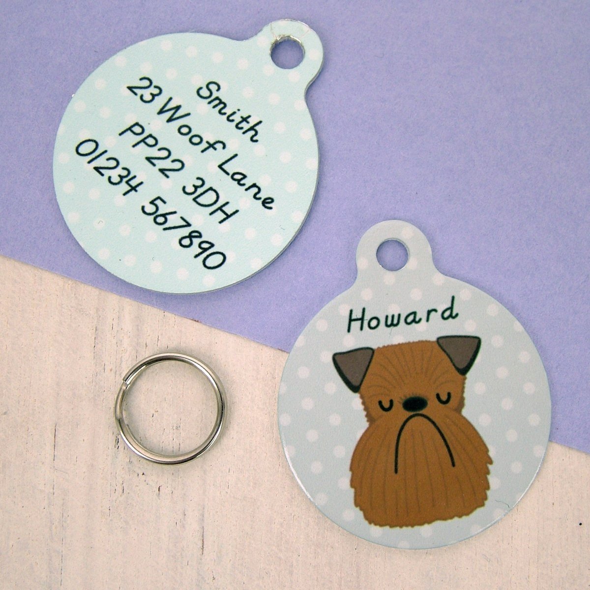 Brussels Griffon personalised Dog ID Tag  - Hoobynoo - Personalised Pet Tags and Gifts