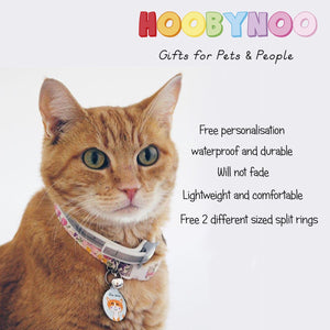 Cat Personalised name ID Tag - White  - Hoobynoo - Personalised Pet Tags and Gifts