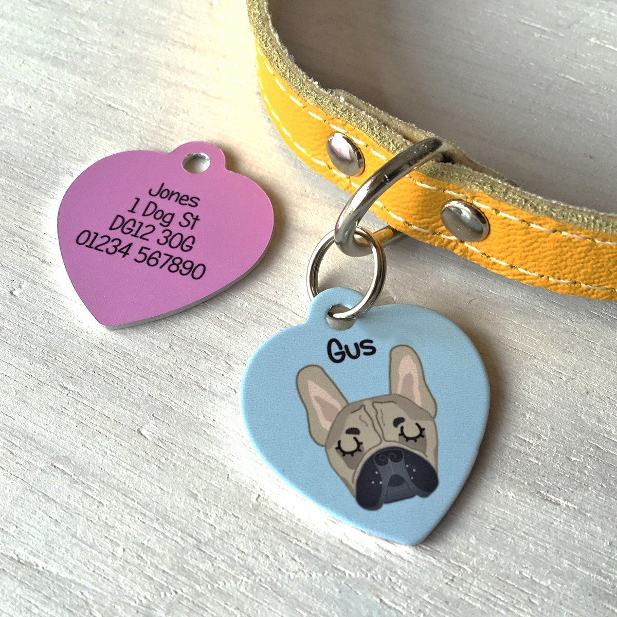 Personalised Dog ID Name Tag- HEART  - Hoobynoo - Personalised Pet Tags and Gifts