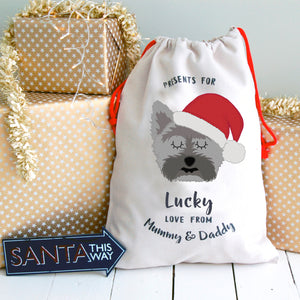 Cairn Terrier Personalised Christmas Present Sack  - Hoobynoo - Personalised Pet Tags and Gifts