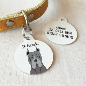 Cane Corso Personalised name ID Tag - White  - Hoobynoo - Personalised Pet Tags and Gifts