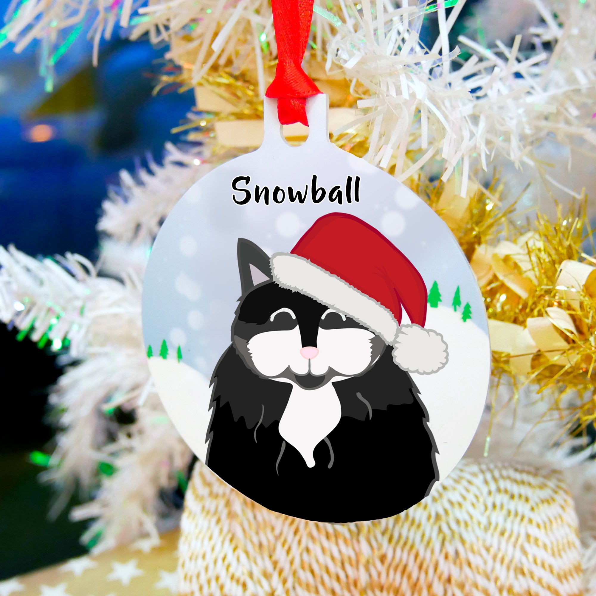 Personalised Snow Cat Christmas Decoration