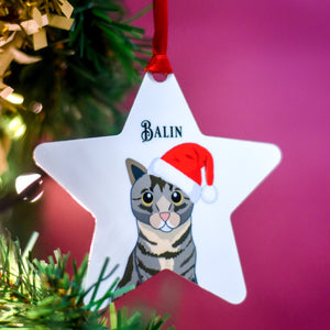 Cute Cat Wearing Santa Hat Decoration Personalised