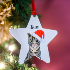 Cute Cat Wearing Santa Hat Decoration Personalised