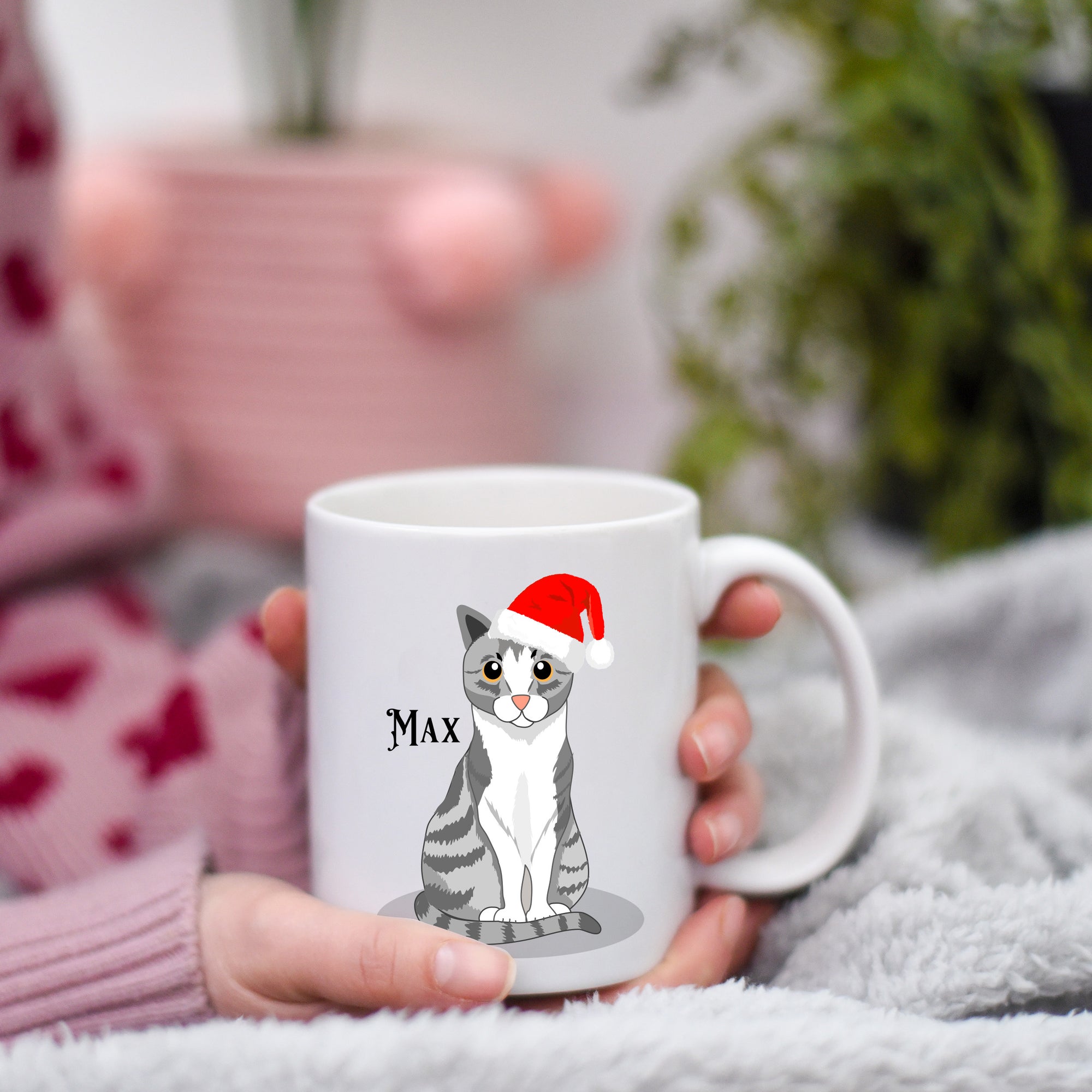 Personalised Santa Cat Christmas Mug