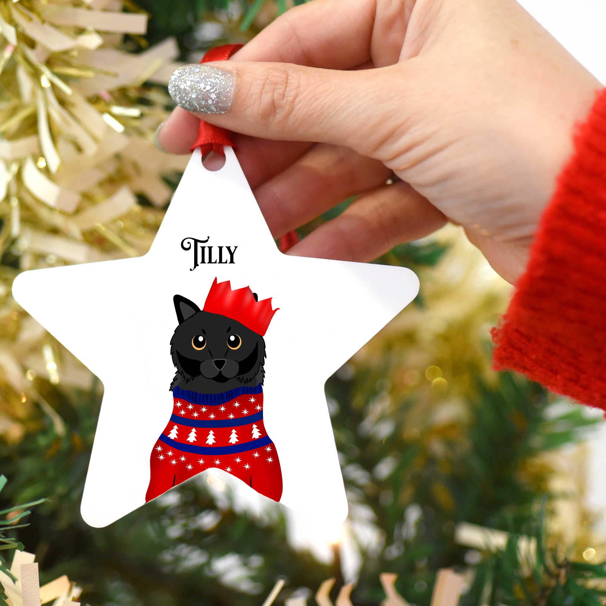 Personalised Party Cat Christmas Tree Decoration