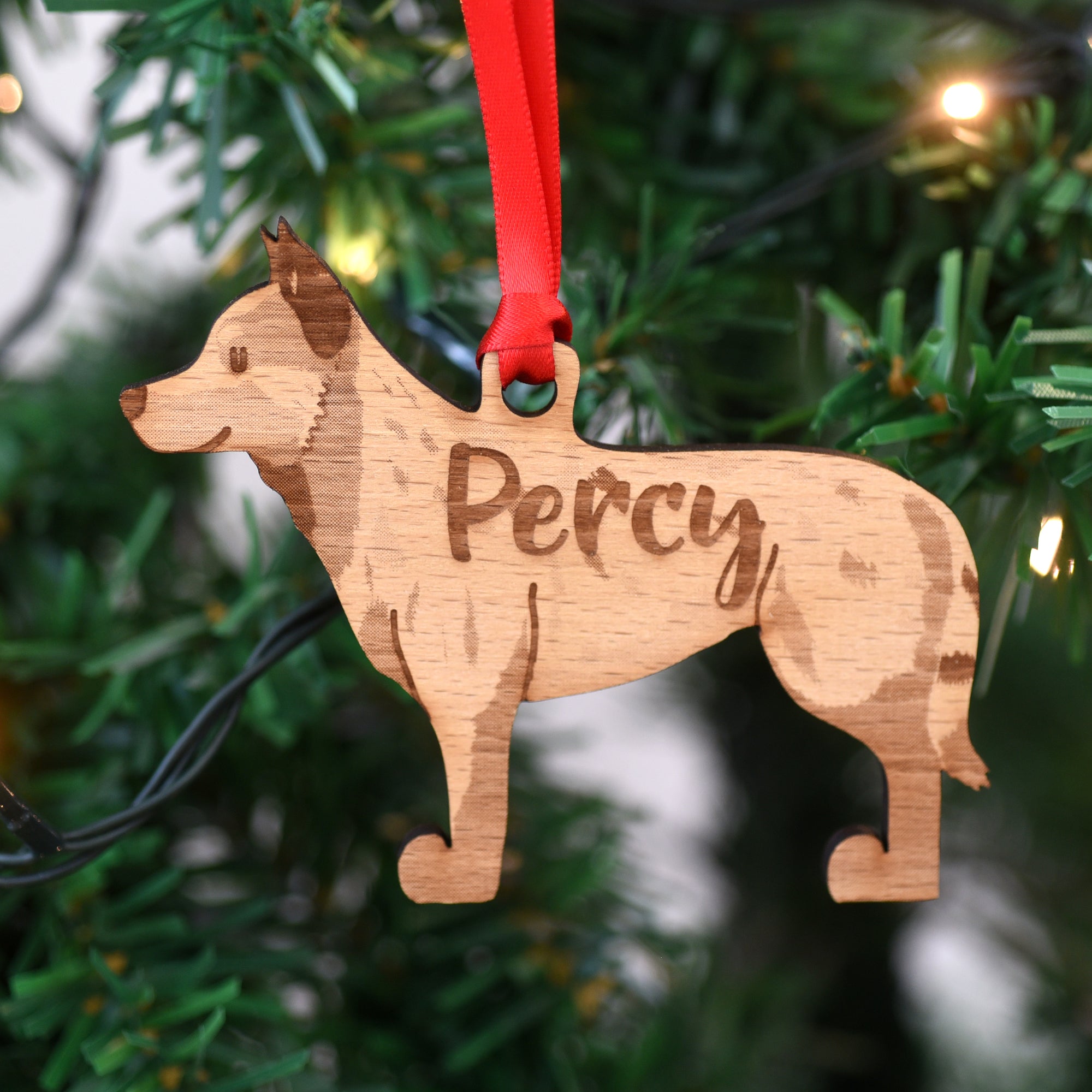 Dog Christmas Decoration - Australian Cattle Dog - Solid Wood