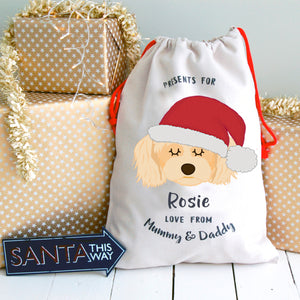 Cavachon Personalised Christmas Present Sack  - Hoobynoo - Personalised Pet Tags and Gifts