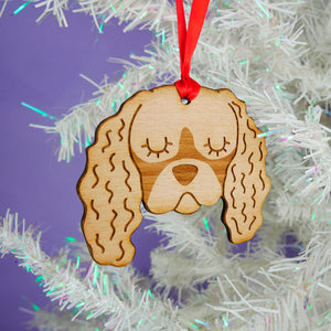 Cavalier King Charles Spaniel Wooden Christmas Decoration  - Hoobynoo - Personalised Pet Tags and Gifts
