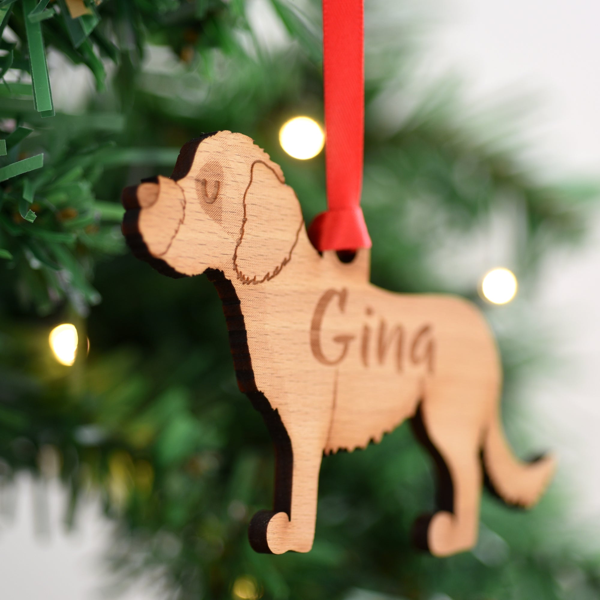 Dog Christmas Decoration - Cavapoo - Solid Wood