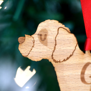 Dog Christmas Decoration - Cavapoo - Solid Wood