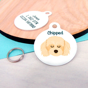 Cavachon Personalised name ID Tag - White  - Hoobynoo - Personalised Pet Tags and Gifts