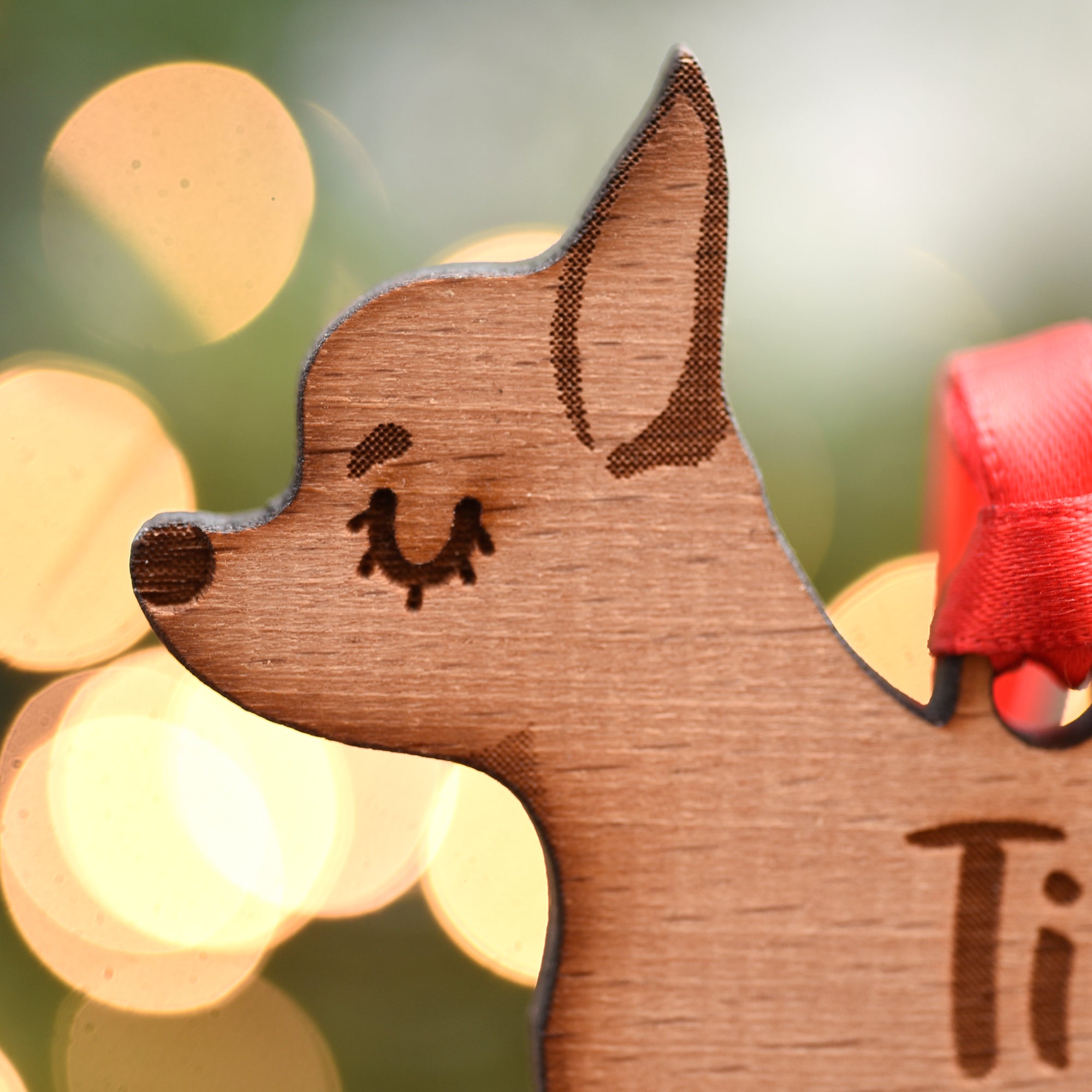 Dog Christmas Decoration - Chihuahua - Solid Wood Personalised
