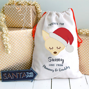 Chihuahua Personalised Christmas Present Sack  - Hoobynoo - Personalised Pet Tags and Gifts