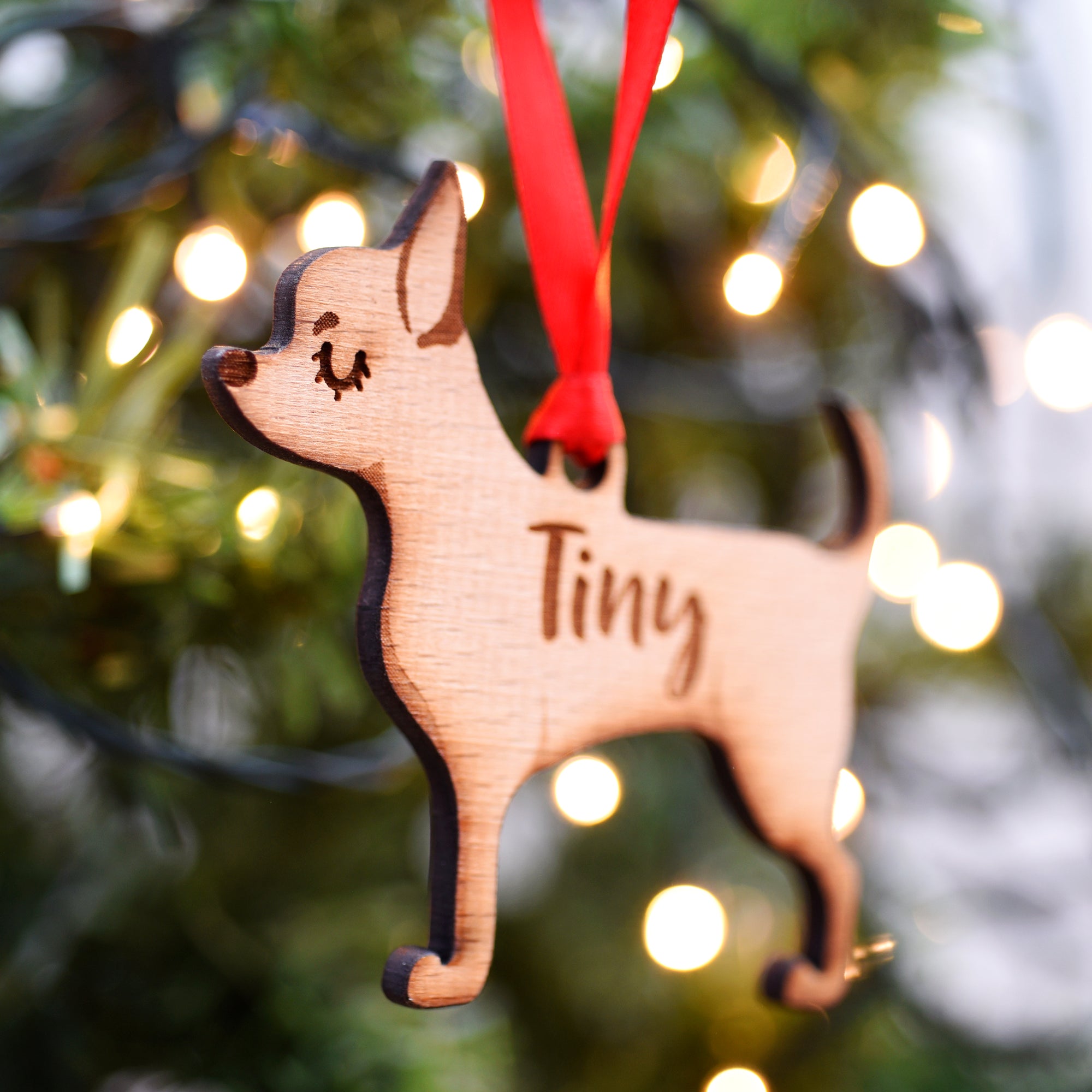 Dog Christmas Decoration - Chihuahua - Solid Wood Personalised