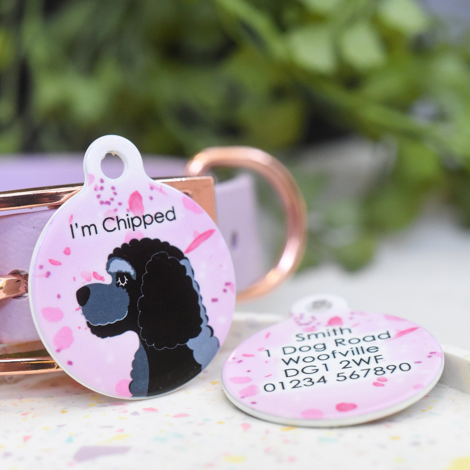 Labradoodle Personalised Dog Tag - Cherry Blossom