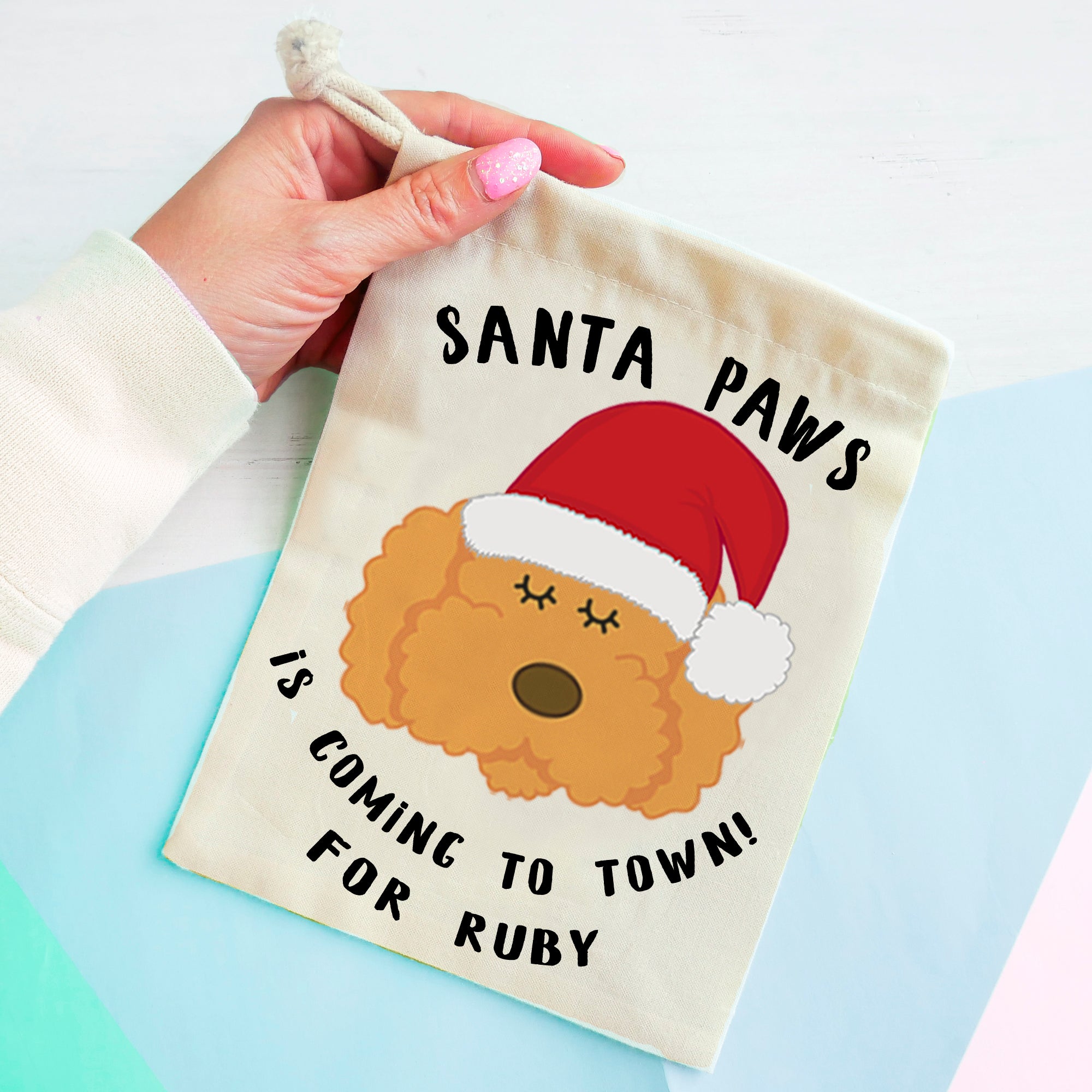 Cockapoo/ Labradoodle/ Bichon Frise Christmas Treat Present Bag  - Hoobynoo - Personalised Pet Tags and Gifts