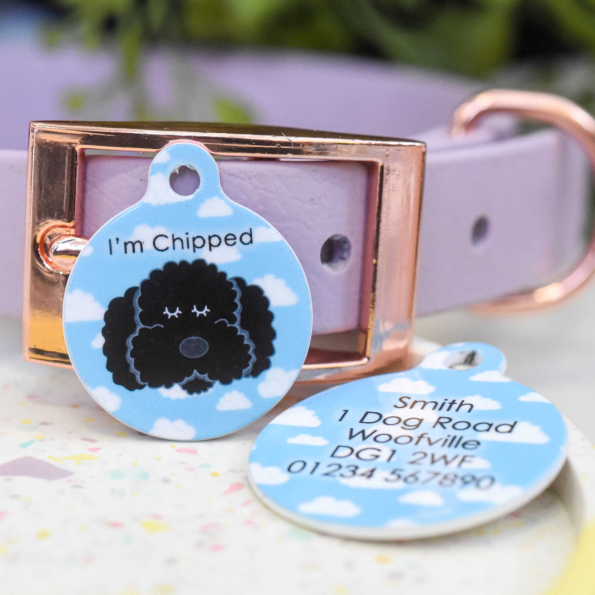 Cockapoo Personalised Dog Tag - Happy Clouds