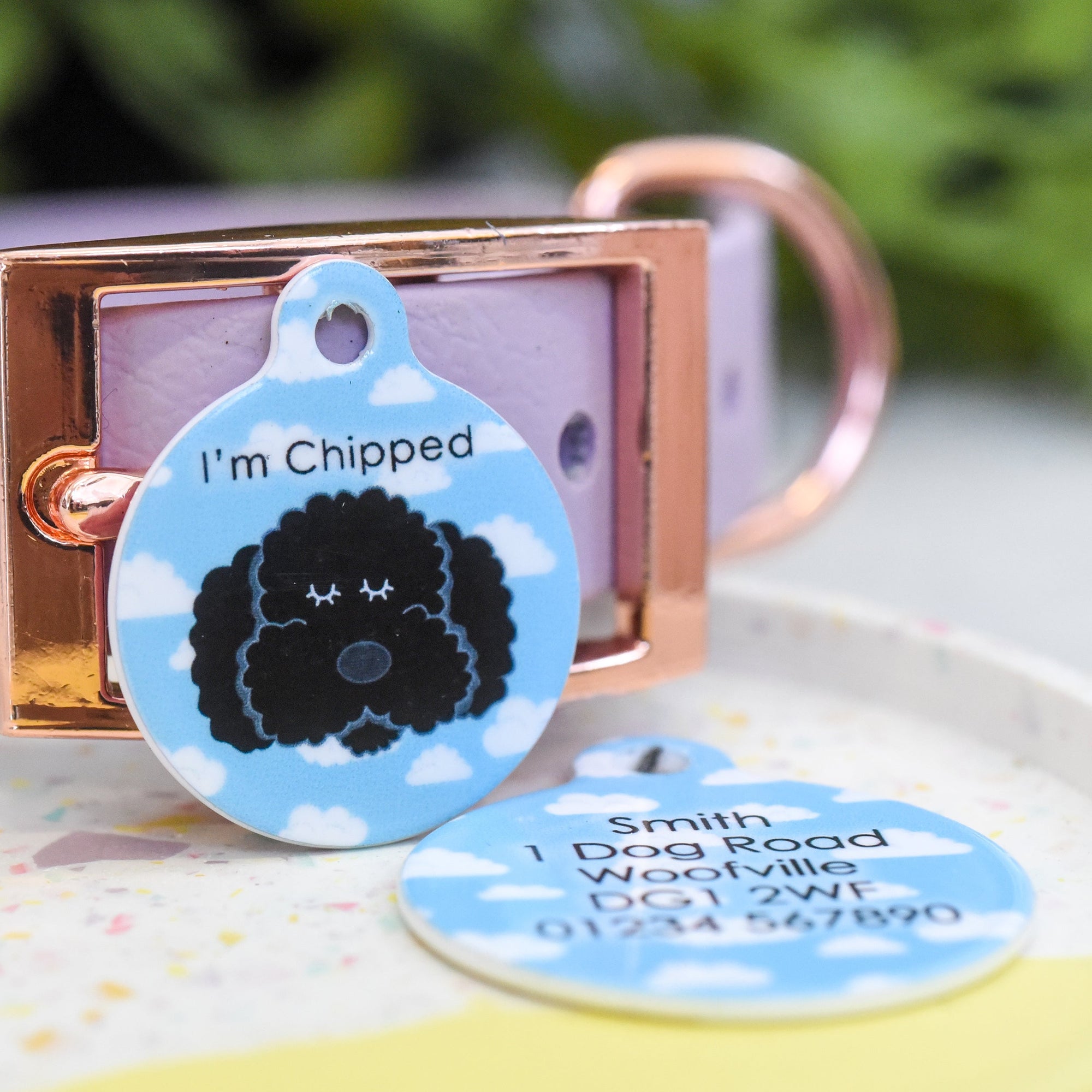 Labradoodle Personalised Dog Tag - Happy Clouds