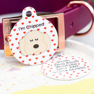 Cockapoo Personalised Dog Tag - Red Hearts