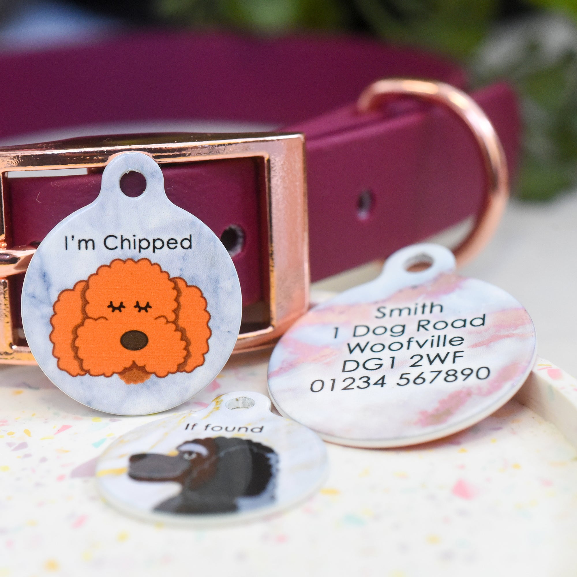 Personalised Cockapoo/Bichon Frise/Labradoodle Marble Dog ID tag