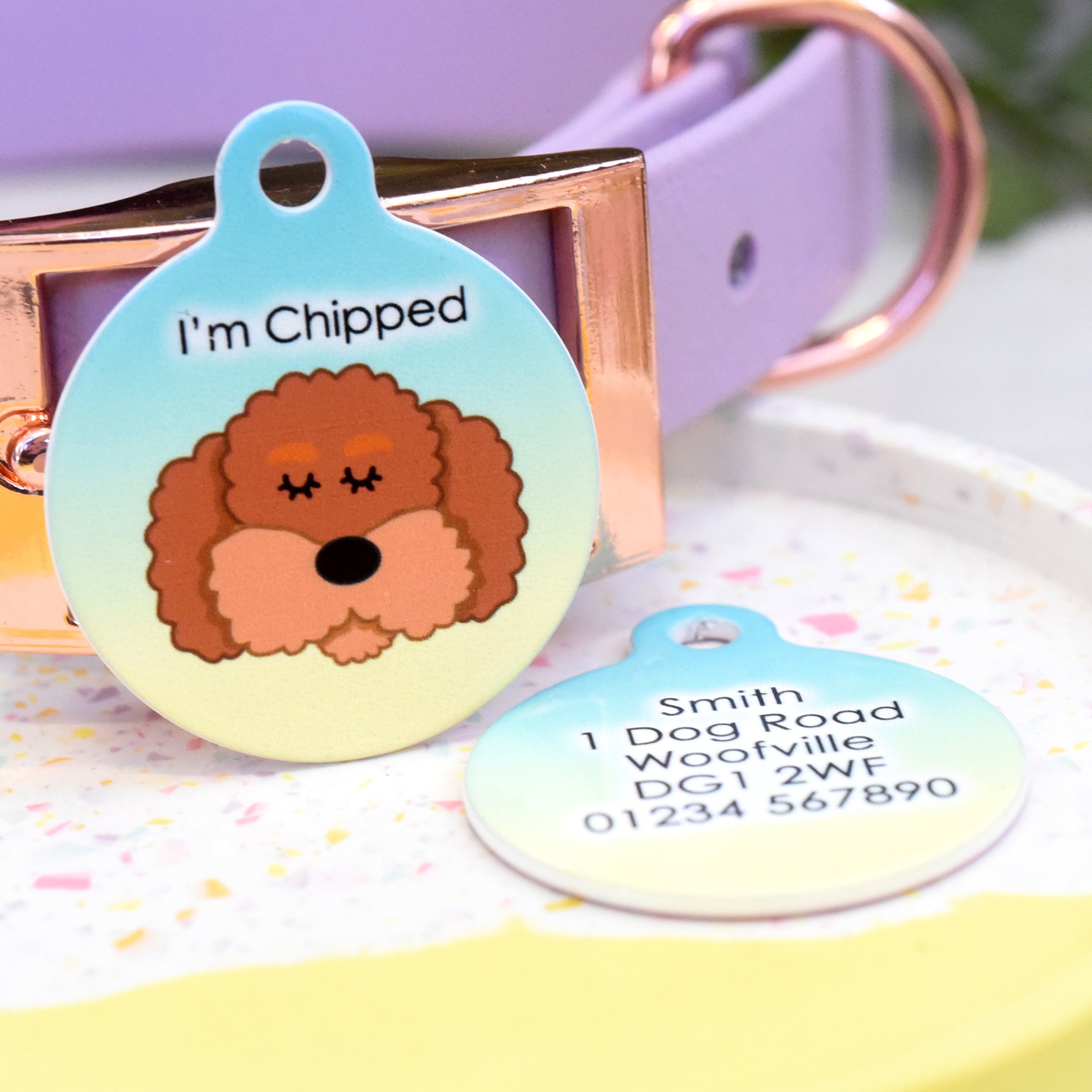 Cockapoo Personalised Dog Tag - Ombre