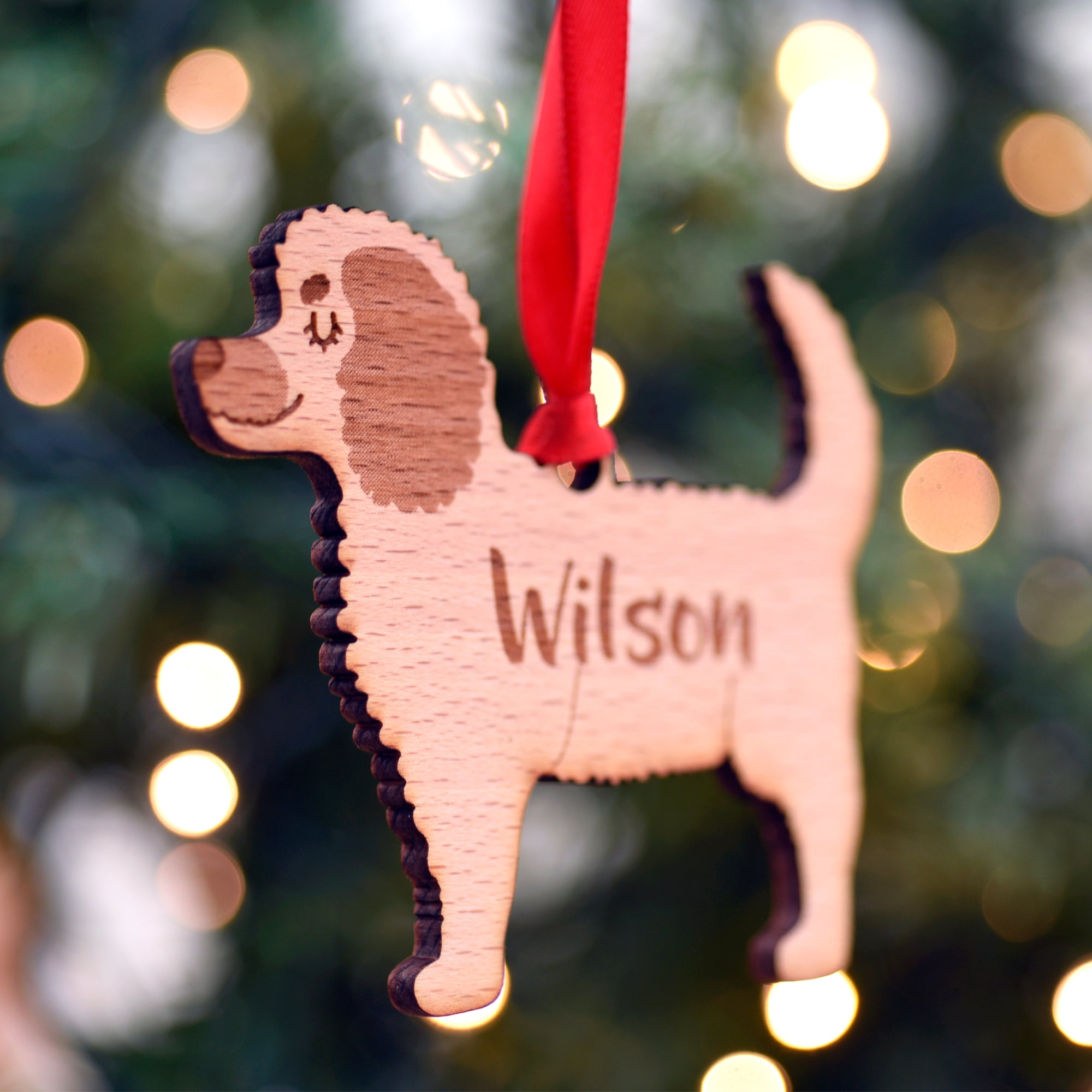 Cockapoo Personalised Wooden Christmas Decoration