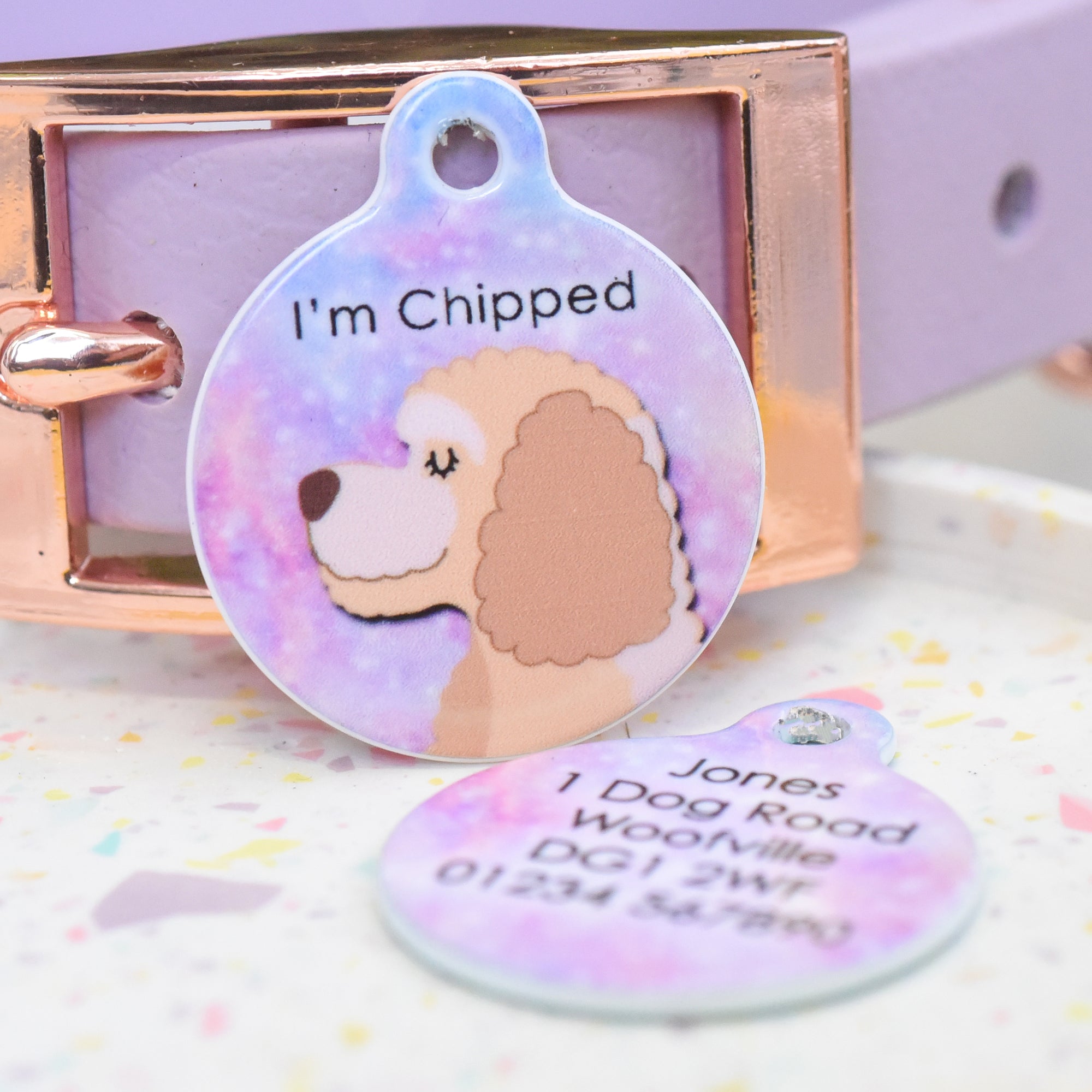 Cockapoo Personalised Dog Tag - Pastel Universe