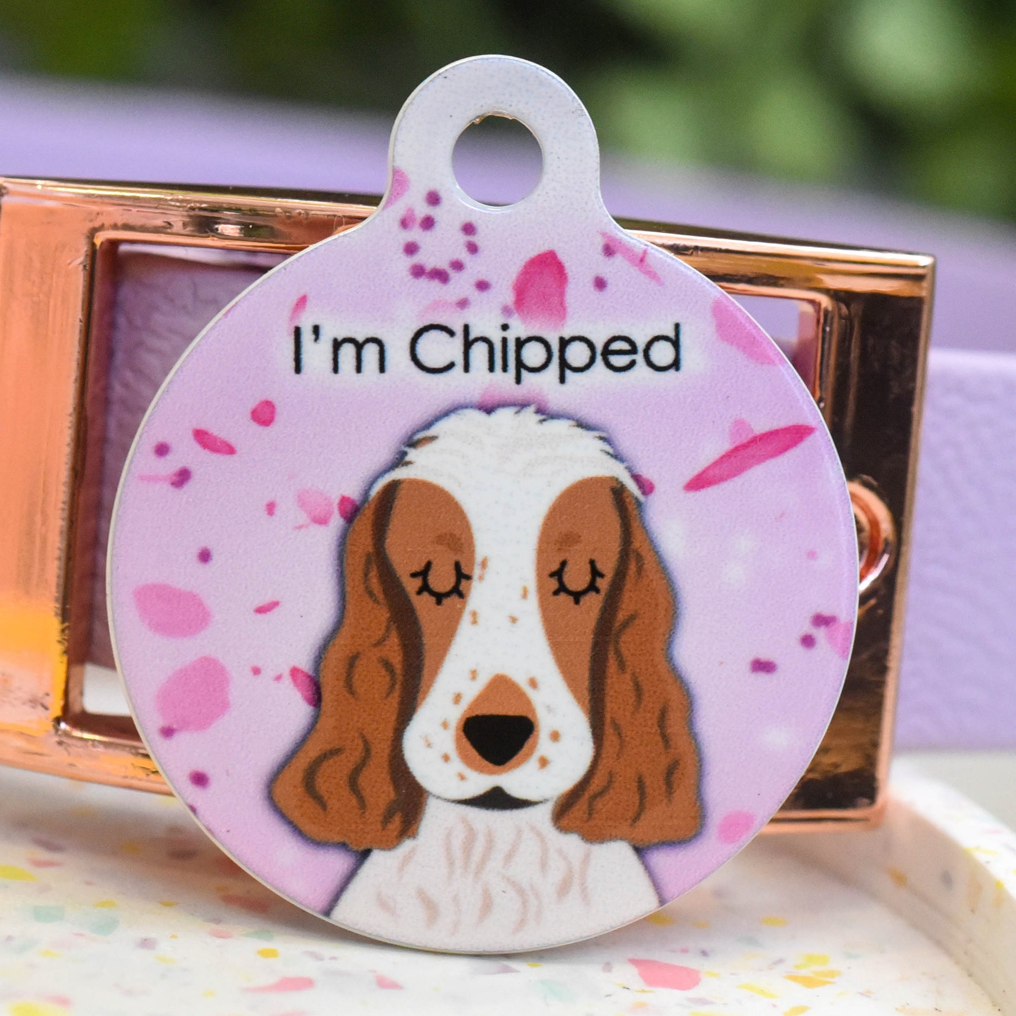 Cocker Spaniel Personalised Dog Tag - Cherry Blossom