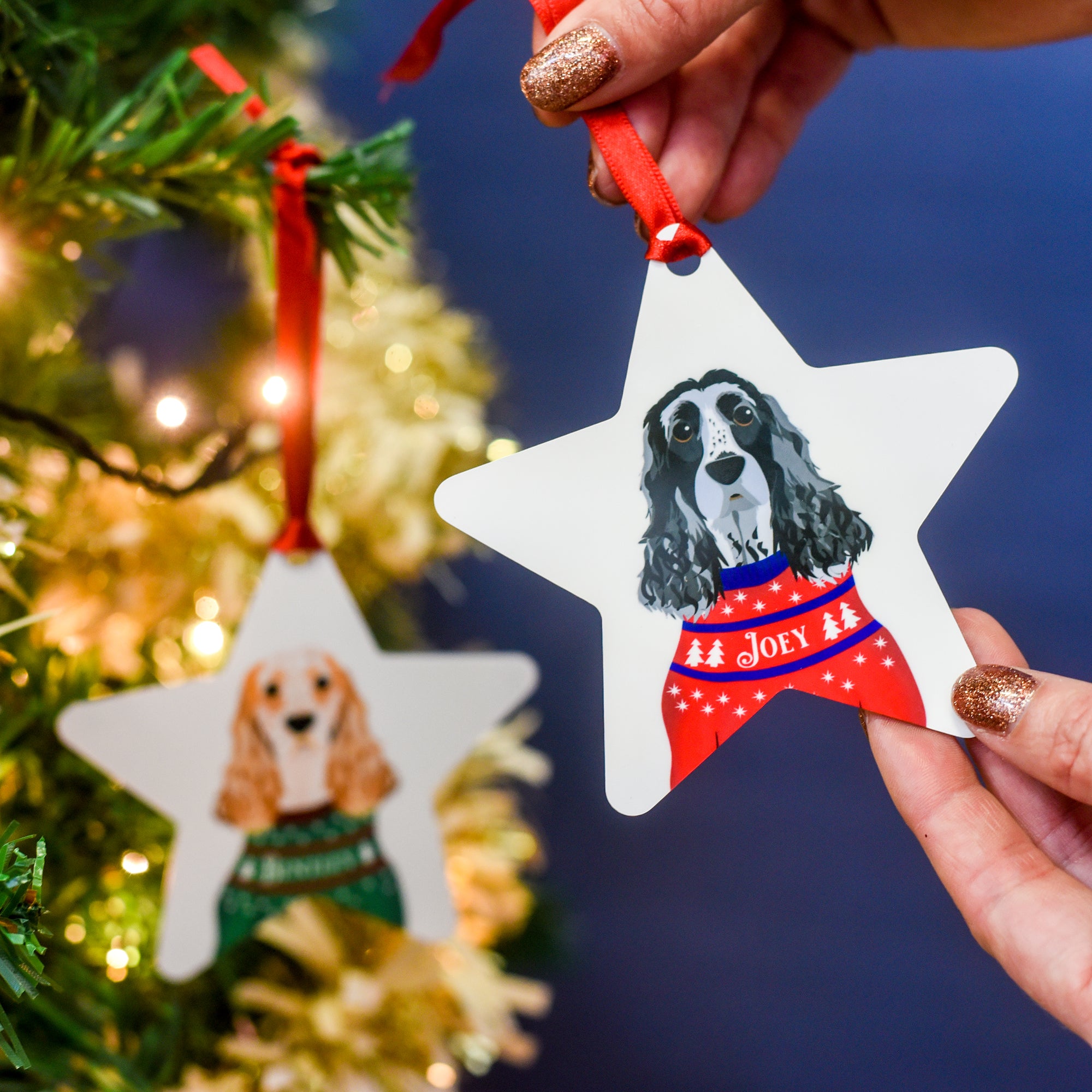 Christmas Jumper Dog Hanging Decoration Personalised