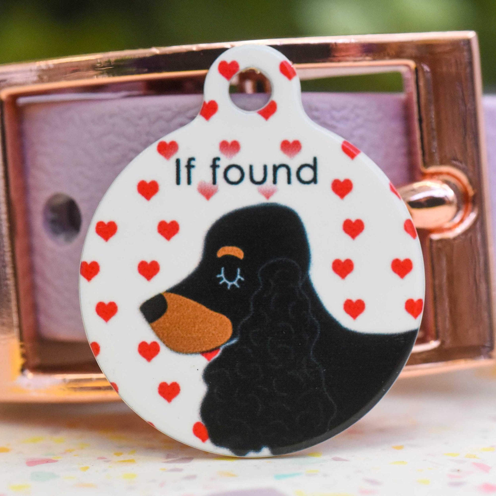 Cocker Spaniel Personalised Dog Tag - Red Hearts