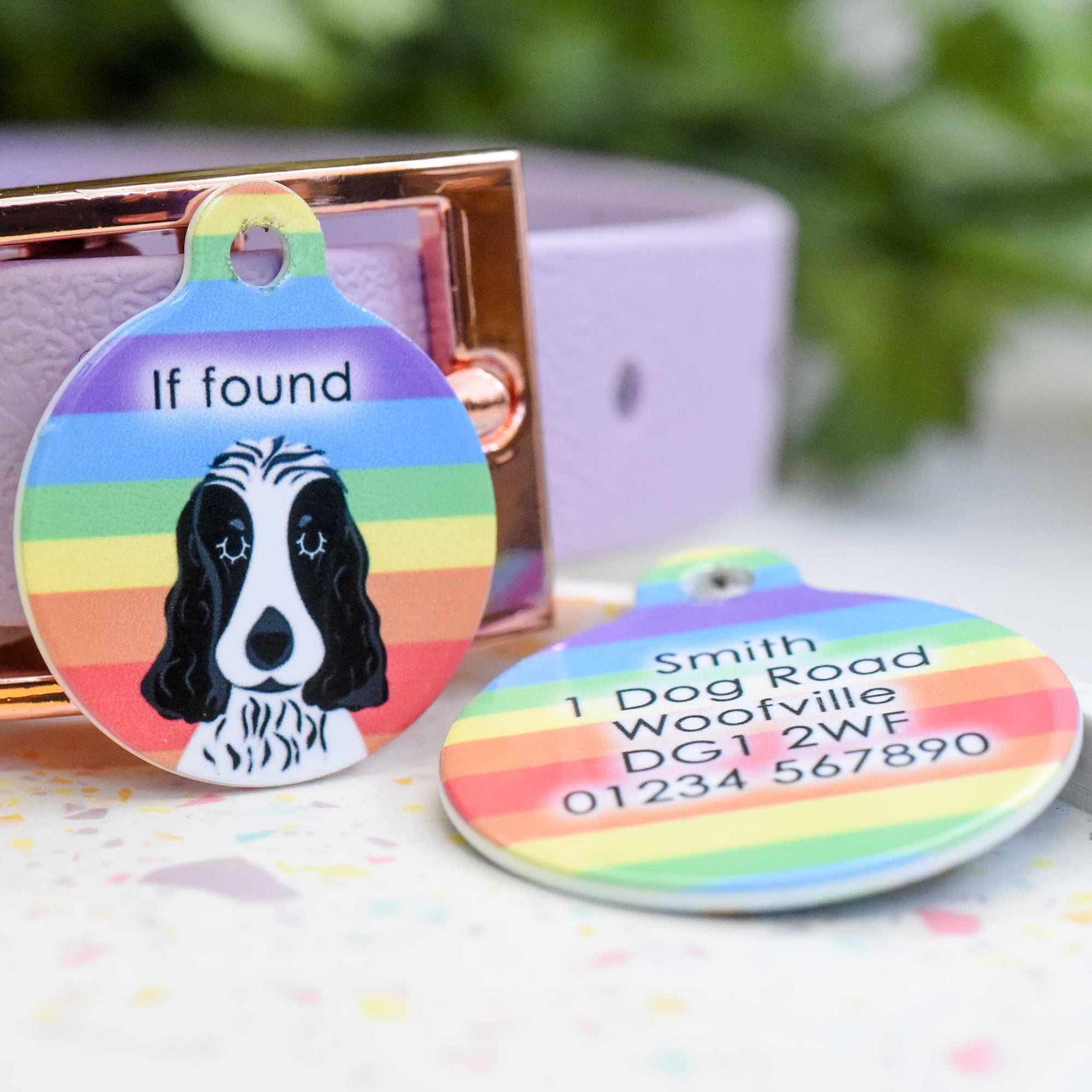 Cocker Spaniel Personalised Dog Tag - Rainbow