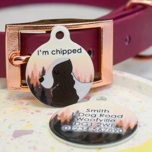 Cocker Spaniel Personalised Dog Tag - Sunset Forest