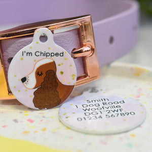 Cocker Spaniel Personalised Dog Tag - Watercolour Gold
