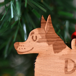 Dog Christmas Decoration - Corgi - Solid Wood