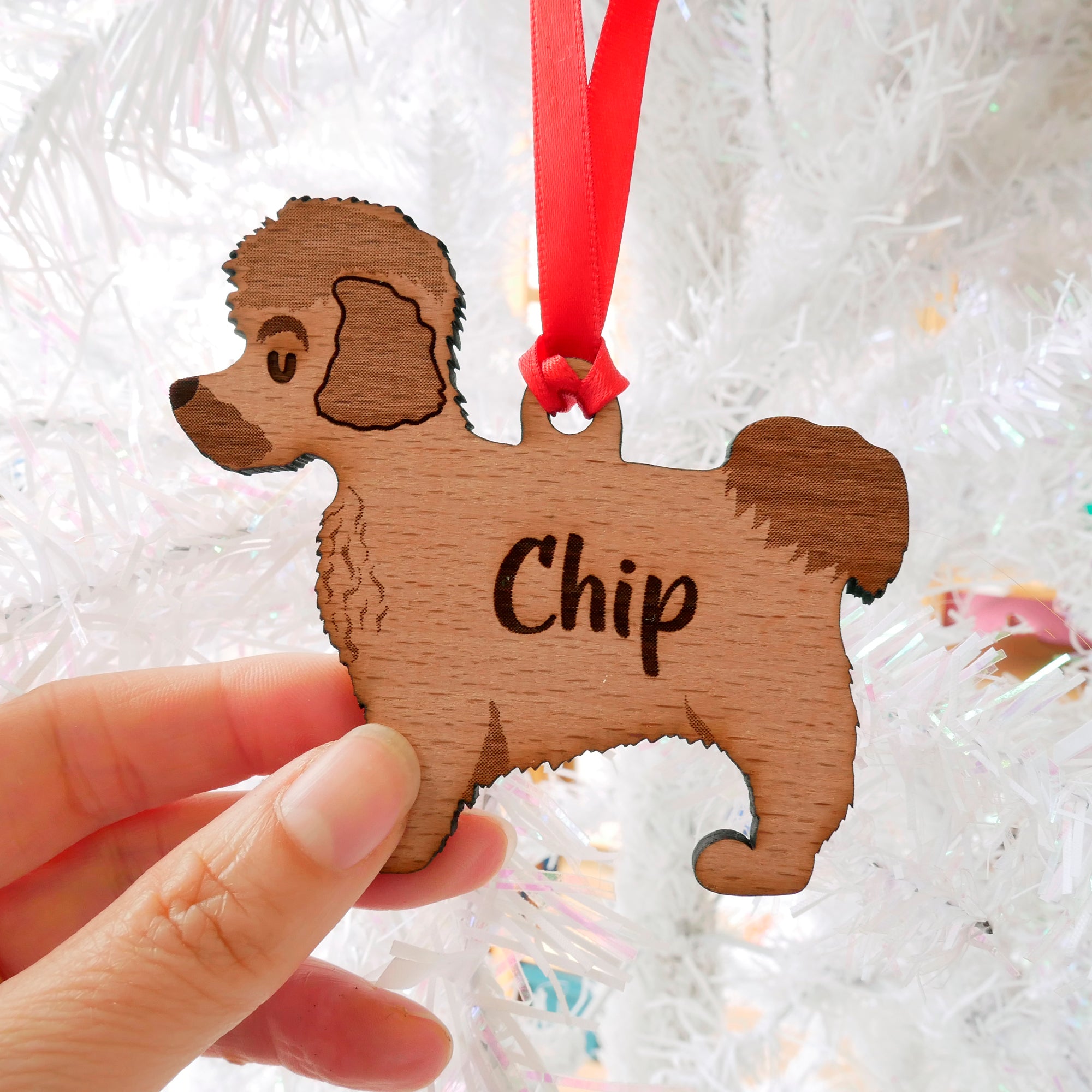 Maltese Terrier Personalised Wooden Christmas Decoration  - Hoobynoo - Personalised Pet Tags and Gifts